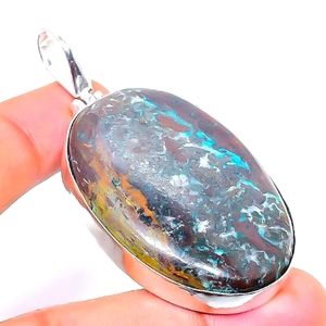 UNISEXSTERLING SILVER AZURITE OVAL PENDANT